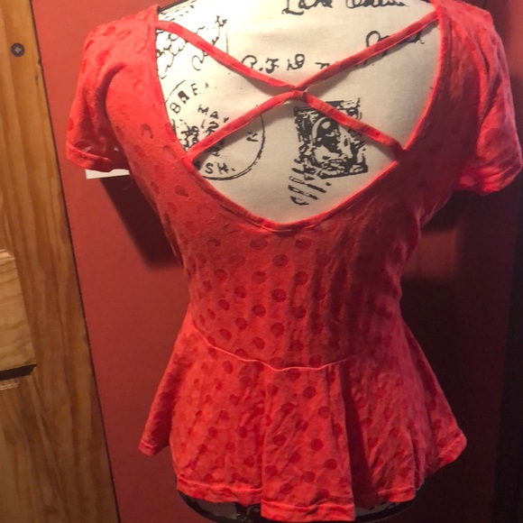 Fit and Flare top with sheer polka dots - Picture 2 of 4